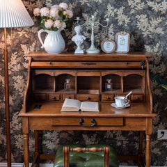 Walnut Oak Roll-Top Desk, 82cm Basic Version