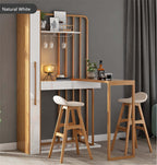 Walnut Off-White Retractable Bar Table - Modern Minimalist