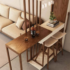 Walnut Off-White Retractable Bar Table - Modern Minimalist