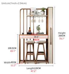 Walnut Off-White Retractable Bar Table - Modern Minimalist