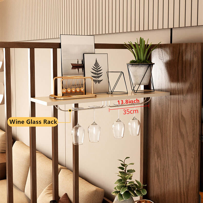 Walnut Off-White Retractable Bar Table - Modern Minimalist