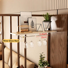 Walnut Off-White Retractable Bar Table - Modern Minimalist