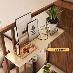 Walnut Off-White Retractable Bar Table - Modern Minimalist