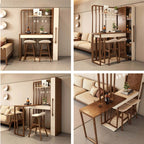 Walnut Off-White Retractable Bar Table - Modern Minimalist Main Product Image