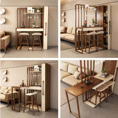 Walnut Off-White Retractable Bar Table - Modern Minimalist Main Product Image