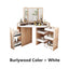Walnut + Orange Vanity Table with 3-Panel Lighted Mirror
