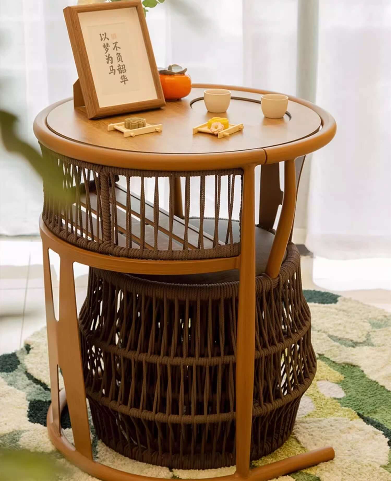 Walnut Outdoor Wooden Furniture Set With Cushions