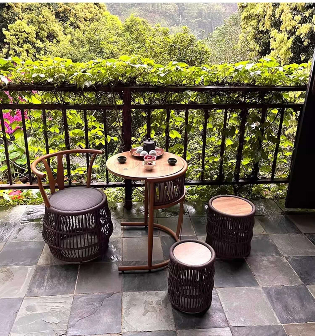 Walnut Outdoor Wooden Furniture Set With Cushions