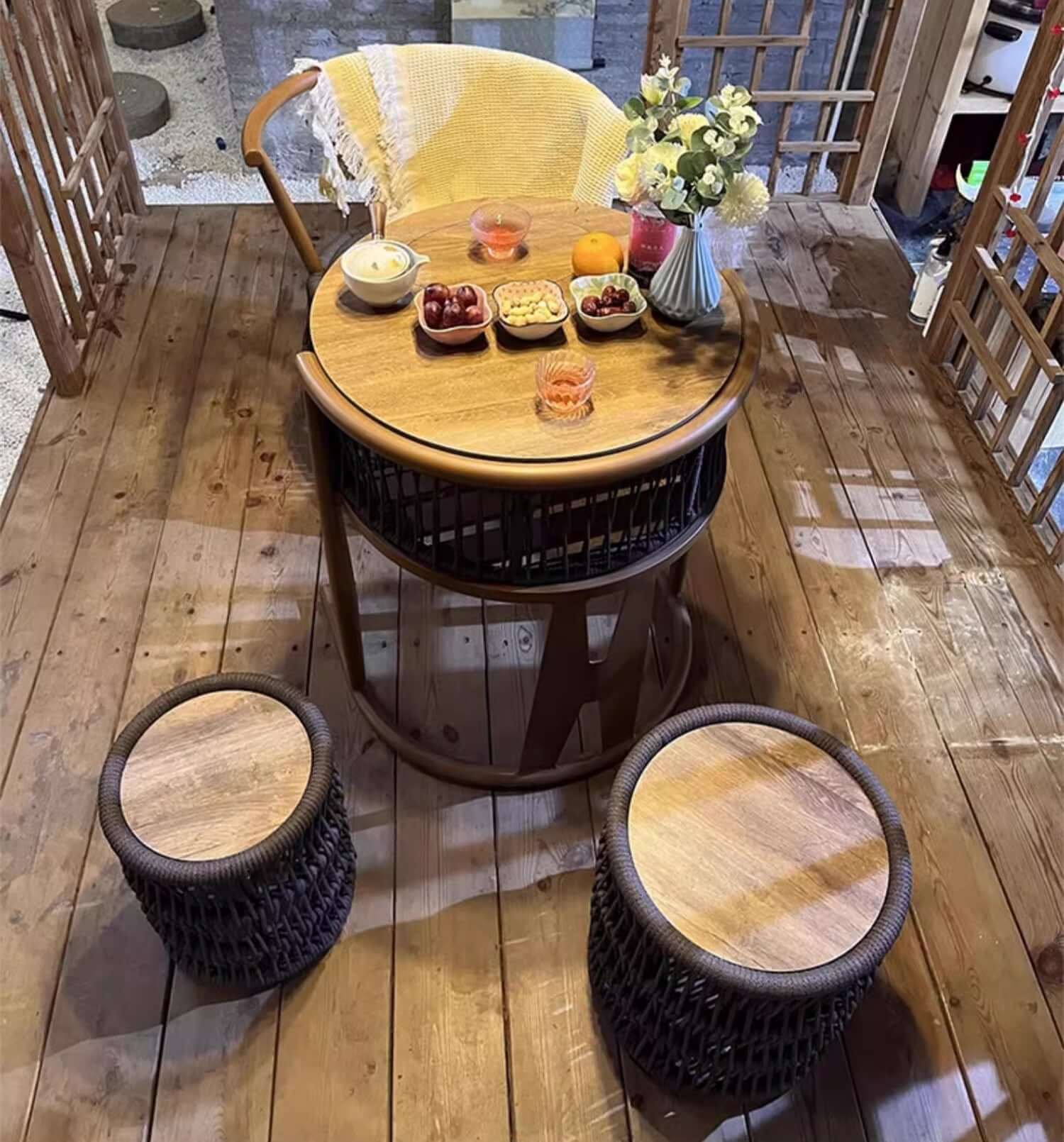 Walnut Outdoor Wooden Furniture Set With Cushions