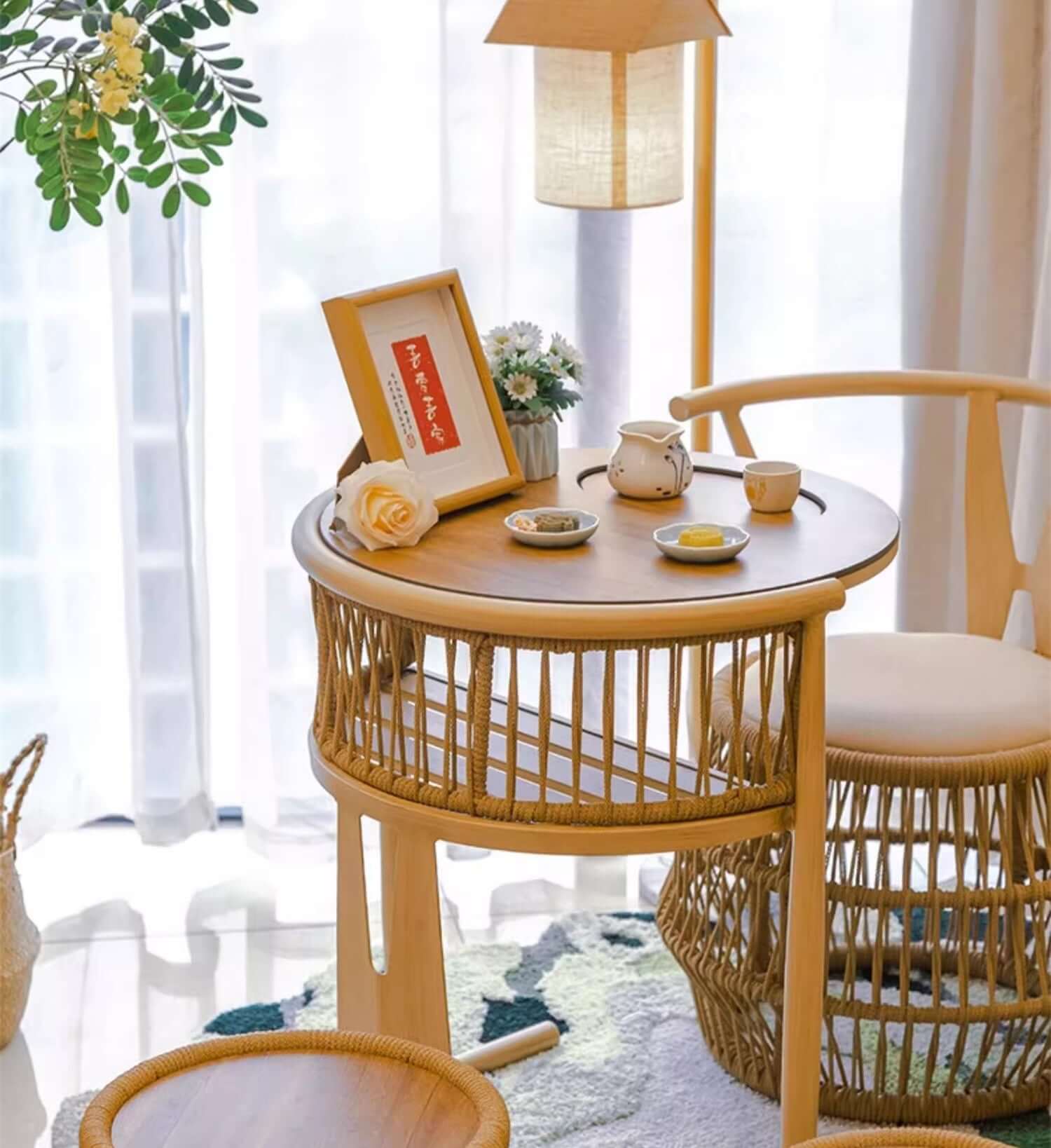 Walnut Outdoor Wooden Furniture Set With Cushions