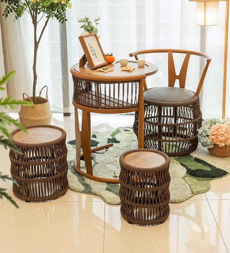 Walnut Outdoor Wooden Furniture Set With Cushions Main Product Image メイン画像