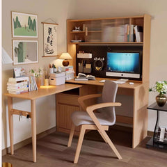 Walnut Rotating Desk with Pegboard Storage
