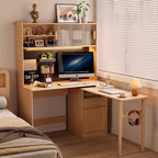 Walnut Rotating Desk with Pegboard Storage