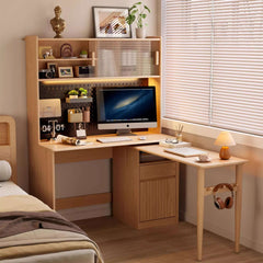 Walnut Rotating Desk with Pegboard Storage