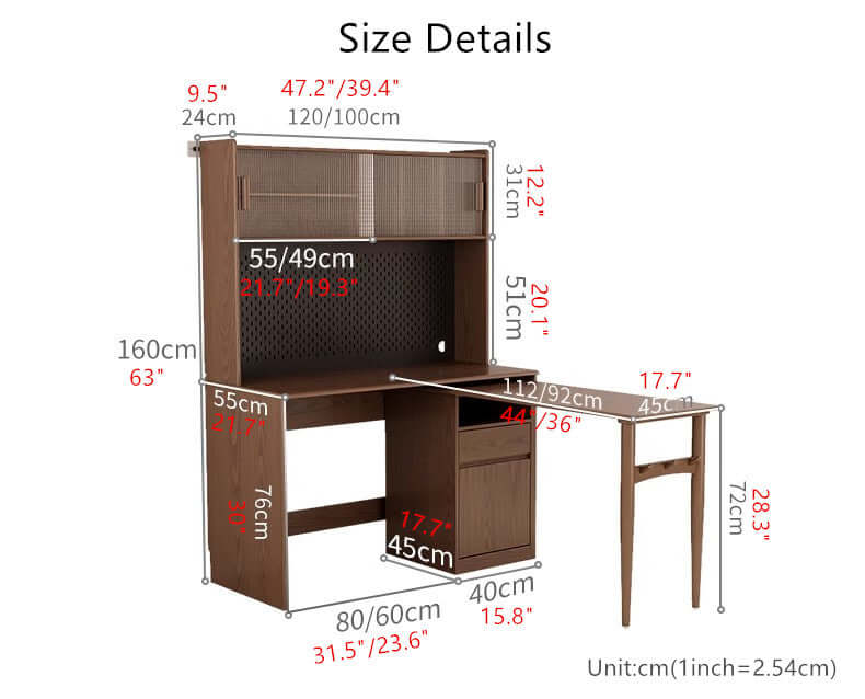 Walnut Rotating Desk with Pegboard Storage