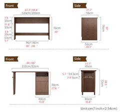 Walnut Rotating Desk with Pegboard Storage