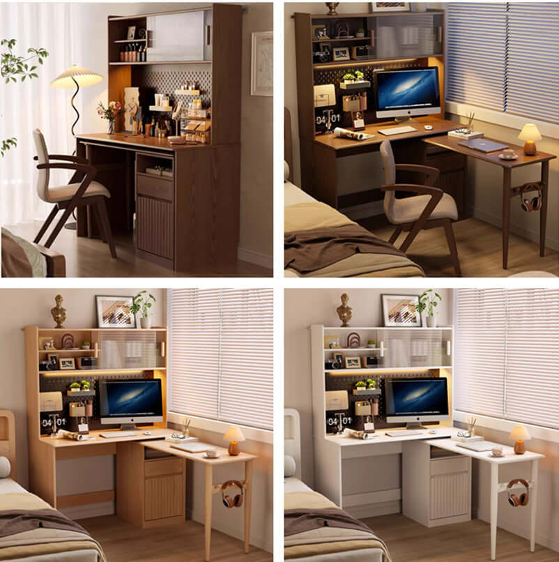 Walnut Rotating Desk with Pegboard Storage Main Product Image メイン画像