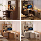 Walnut Rotating Desk with Pegboard Storage Main Product Image