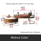 Walnut Round Coffee Table With Hidden Storage Drawers