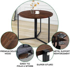 Walnut Round Folding Table With Space-Saving Design