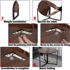 Walnut Round Folding Table With Space-Saving Design