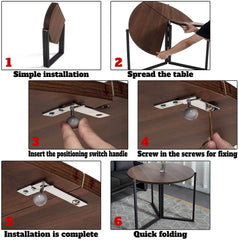 Walnut Round Folding Table With Space-Saving Design