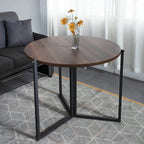 Walnut Round Folding Table With Space-Saving Design