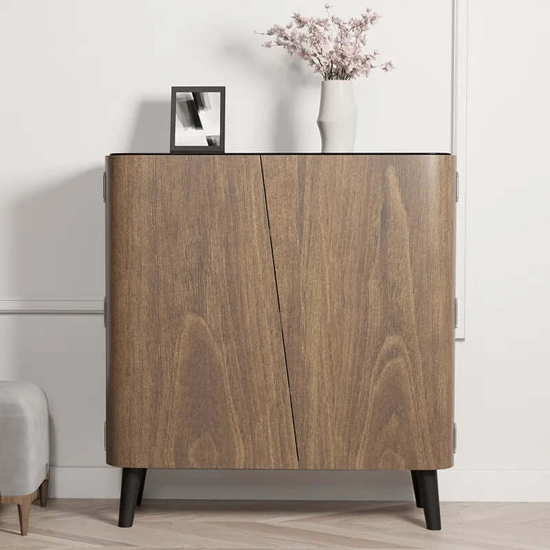 Walnut Shoe Storage Cabinet With 5 Shelves And 2 Doors Main Product Image Main image