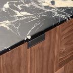 Walnut Sideboard with Black Marble Top, 71" Buffet Cabinet