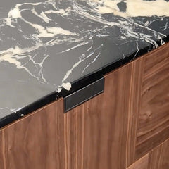 Walnut Sideboard with Black Marble Top, 71" Buffet Cabinet