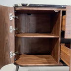 Walnut Sideboard with Black Marble Top, 71" Buffet Cabinet
