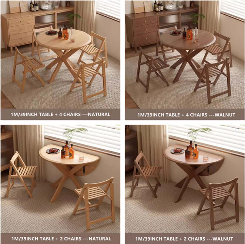 Walnut Solid Oak 39-Inch Table Set with 2 Chairs