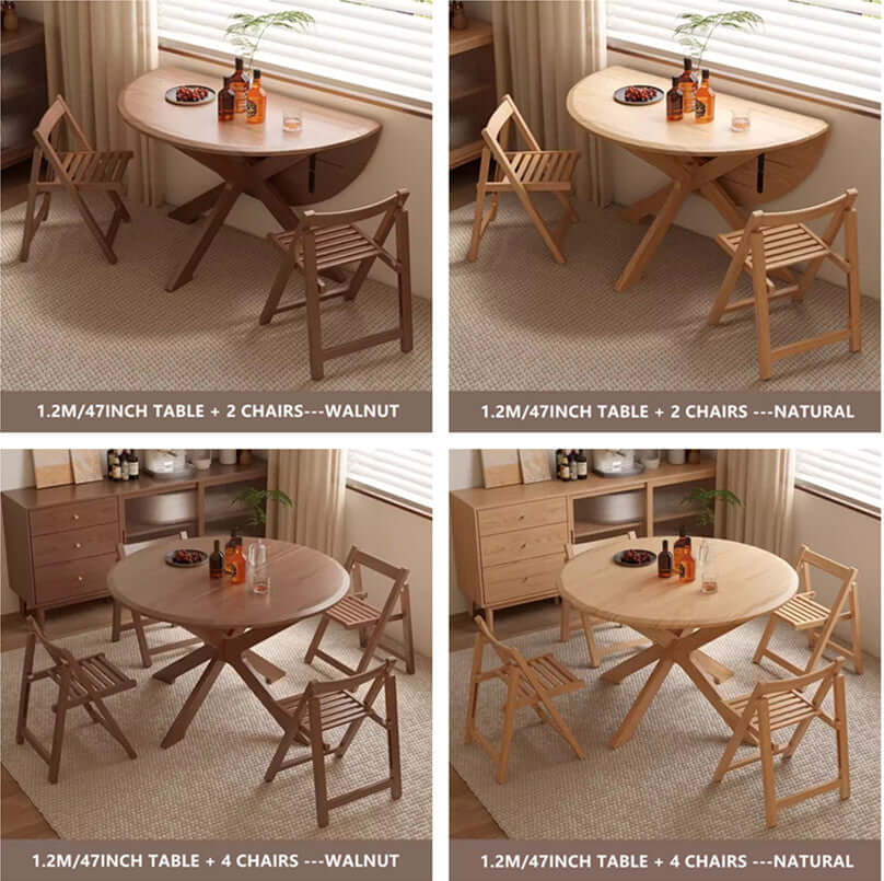 Walnut Solid Oak 39-Inch Table Set with 2 Chairs