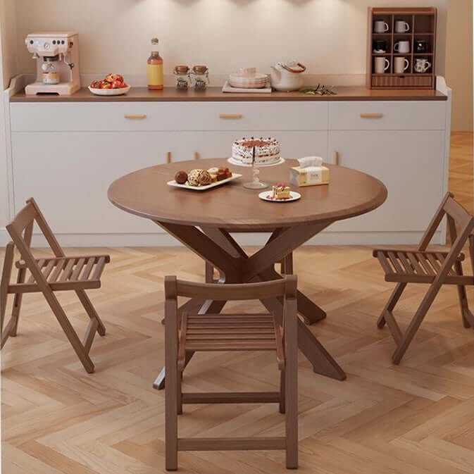 Walnut Solid Oak 39-Inch Table Set with 2 Chairs