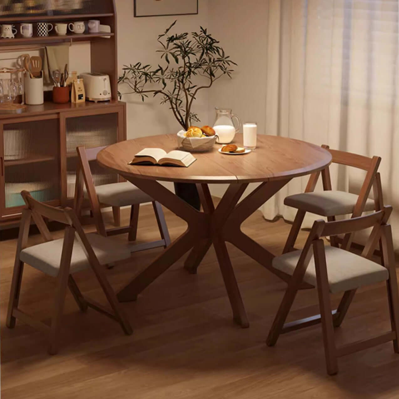 Walnut Solid Oak 39-Inch Table Set with 2 Chairs