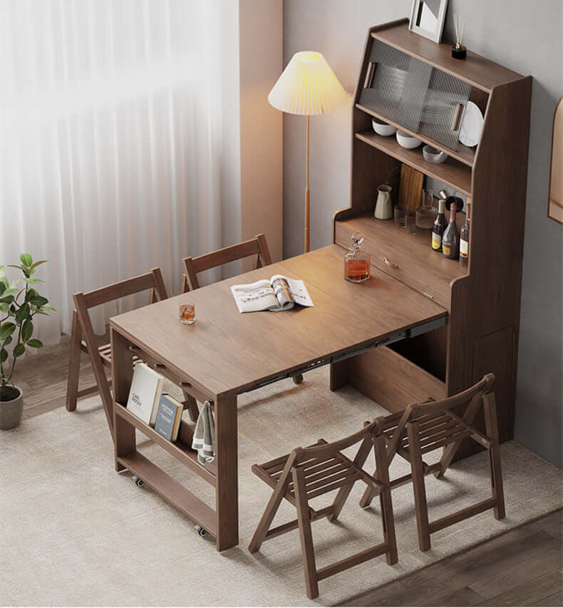 Walnut Solid Oak Extendable Table With Storage