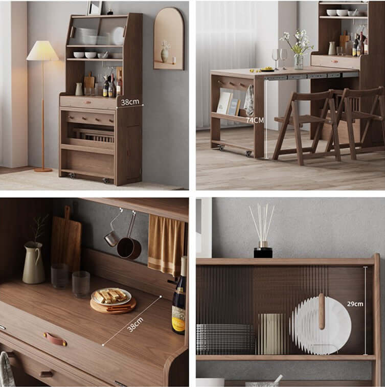 Walnut Solid Oak Extendable Table With Storage