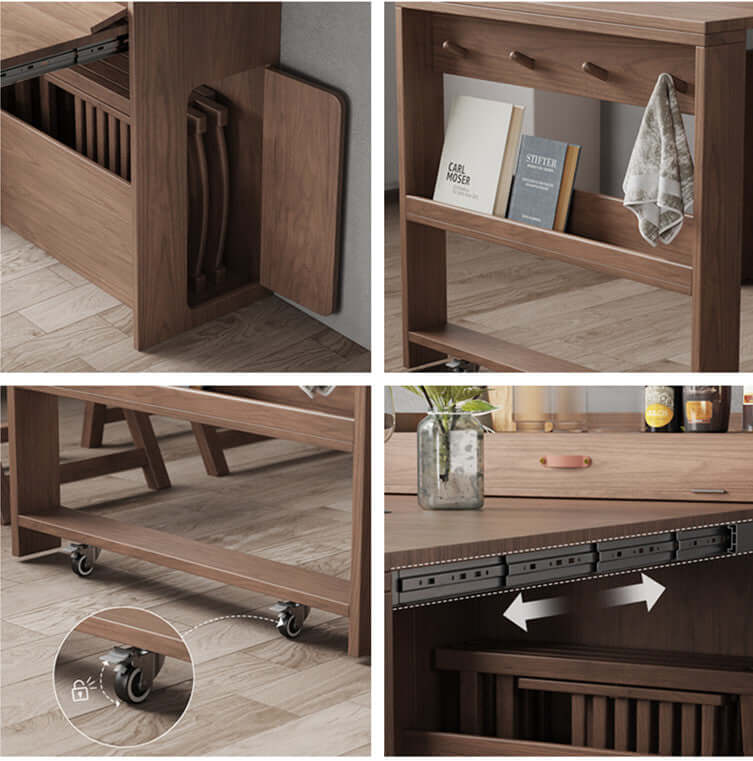 Walnut Solid Oak Extendable Table With Storage