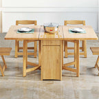 Walnut Solid Wood Dining Set With Drop Leaf Table