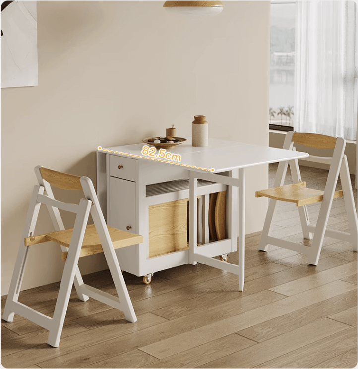 Walnut Solid Wood Dining Set With Drop Leaf Table