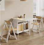 Walnut Solid Wood Dining Set With Drop Leaf Table