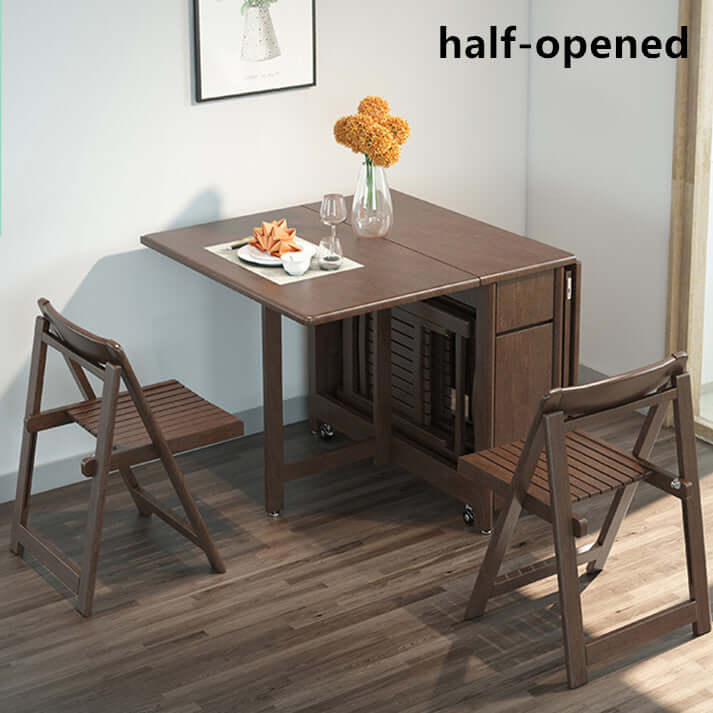 Walnut Solid Wood Dining Set With Drop Leaf Table