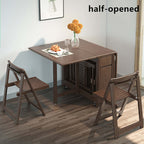 Walnut Solid Wood Dining Set With Drop Leaf Table