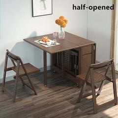 Walnut Solid Wood Dining Set With Drop Leaf Table
