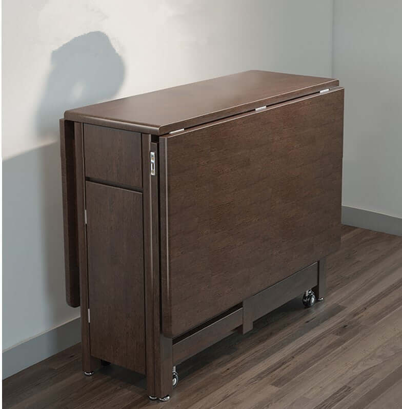 Walnut Solid Wood Dining Set With Drop Leaf Table