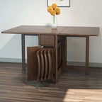 Walnut Solid Wood Dining Set With Drop Leaf Table
