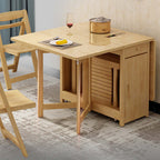 Walnut Solid Wood Dining Set With Drop Leaf Table