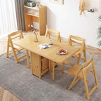 Walnut Solid Wood Dining Set With Drop Leaf Table