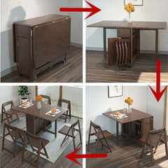 Walnut Solid Wood Dining Set With Drop Leaf Table Main Product Image