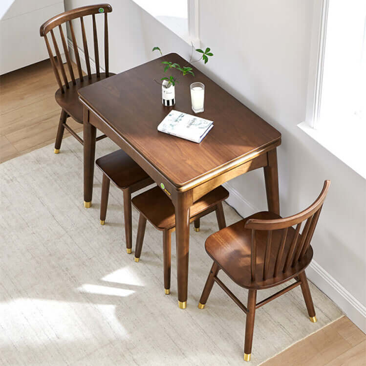 Walnut Solid Wood Expandable Dining Table, Small Size Secondary image